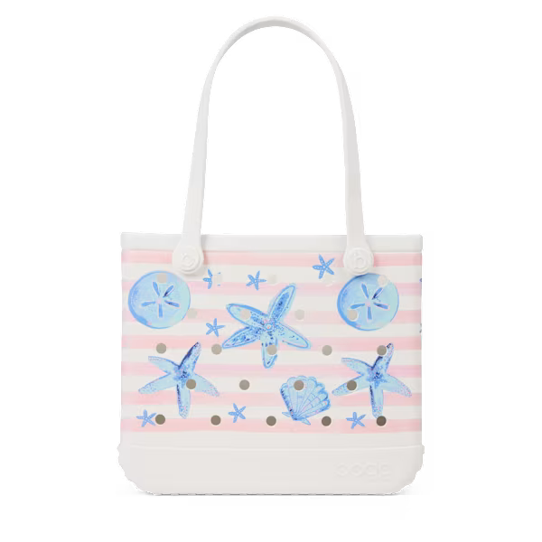 Baby Bogg Bag - Pink Stripes & Blue Shells